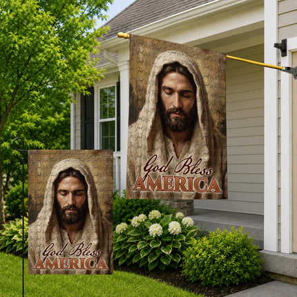 In God We Trust Jesus Portrait God Bless America Flag