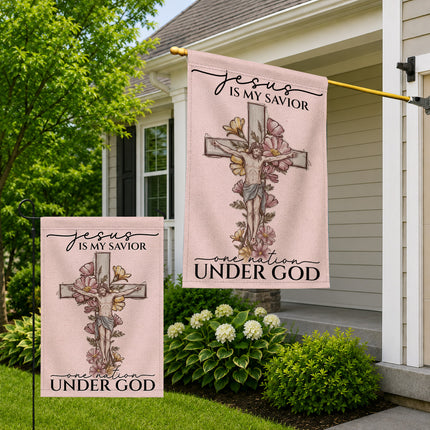 SP-01 Jesus Christ Flag Faith and Courage One Nation Under God Family Gatherings