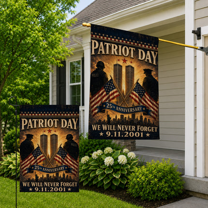 Patriot Day 25th Anniversary Crossed Flags Police Honor Guard Memorial Flag
