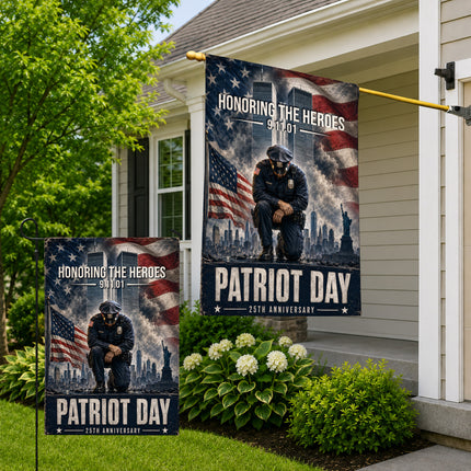 Patriot Day 25th Anniversary Kneeling Police Ground Zero Tribute Flag