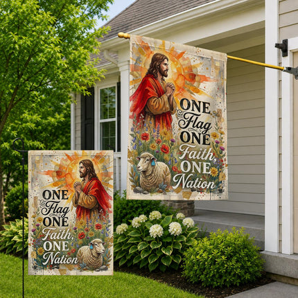 One Flag One Faith One Nation God Inspired Jesus Lamb Flag