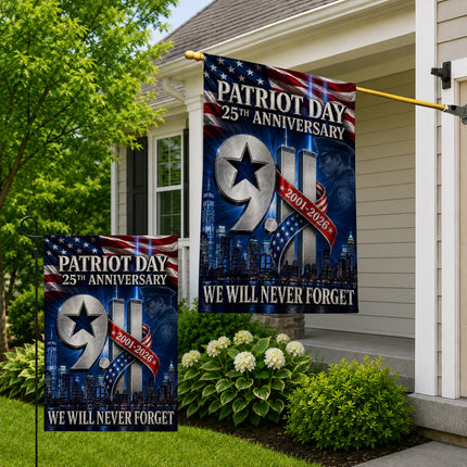 Patriot Day 25th Anniversary 2001 2026 Police Star Twin Towers Flag