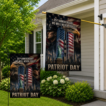 25th Anniversary Patriot Day Liberty Police Eagle Twin Towers Tribute Flag