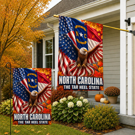 North Carolina Fall Patriotic Eagle Tar Heel State Flag