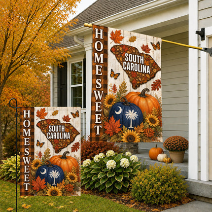 South Carolina Home Sweet Autumn Pumpkin Harvest Flag