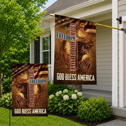 God Bless America Faith Hope Love Freedom Flag