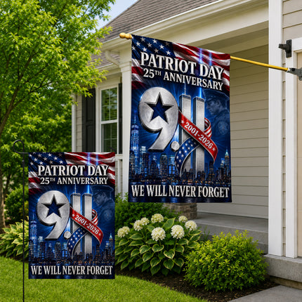 Patriot Day 25th Anniversary 2001 2026 Police Star Twin Towers Flag