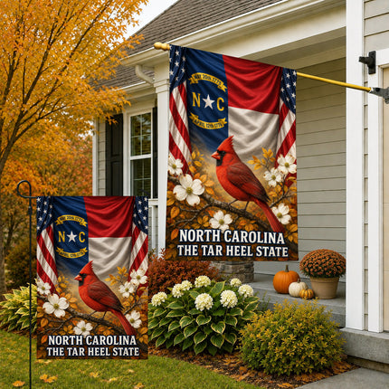 North Carolina Fall Cardinal Dogwood Tar Heel State Flag