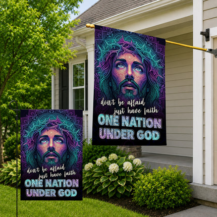 SP-01 God and Country One Nation Under God Jesus Garden Flag Faith-Based Events