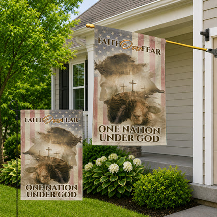 SP-01 Inspirational Christian Flag Faith Over Fear One Nation Under God Memorial Services