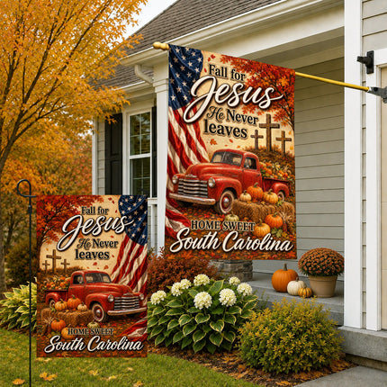 South Carolina Fall for Jesus Vintage Truck Autumn Flag