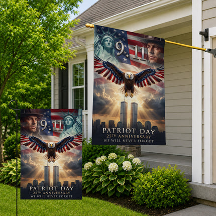 Patriot Day 25th Anniversary Liberty Eagle Firefighter 9 11 Memorial Flag