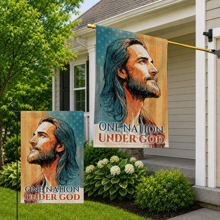 SP-01 Christian Art Flag One Nation Under God Prayer and Devotion