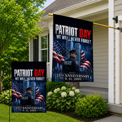 25th Anniversary Patriot Day Night Watch Police Twin Towers Memorial Flag