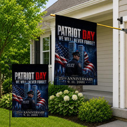25th Anniversary Patriot Day Night Watch Police Twin Towers Memorial Flag