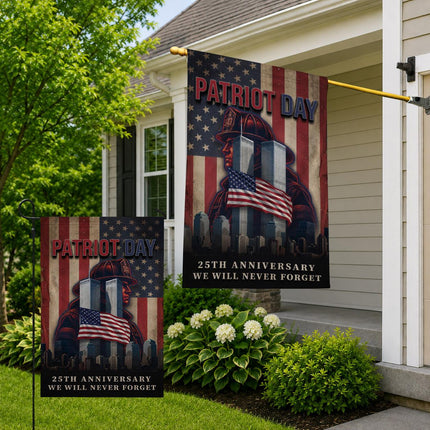 Patriot Day 25th Anniversary Firefighter Twin Towers Tribute Flag