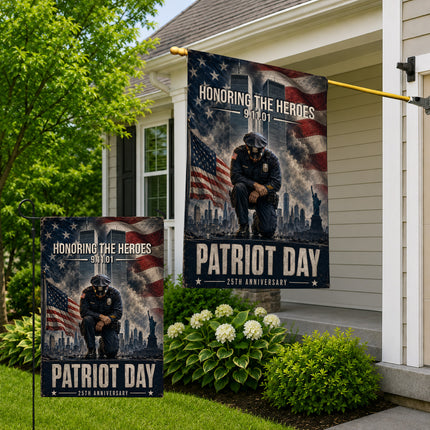 Patriot Day 25th Anniversary Kneeling Police Ground Zero Tribute Flag