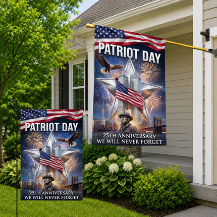 Firefighter Star Twin Towers Patriot Day 25th Anniversary Flag