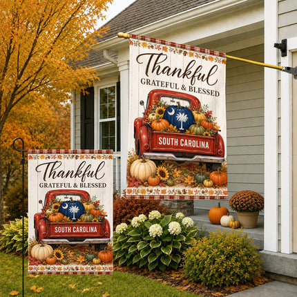 South Carolina Thankful Harvest Truck Fall Flag