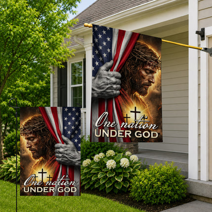 One Nation Under God Jesus American Flag Cross Flag