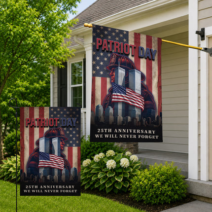 Patriot Day 25th Anniversary Firefighter Twin Towers Tribute Flag