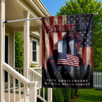 Patriot Day 25th Anniversary Firefighter Twin Towers Tribute Flag