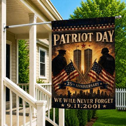 Patriot Day 25th Anniversary Crossed Flags Police Honor Guard Memorial Flag