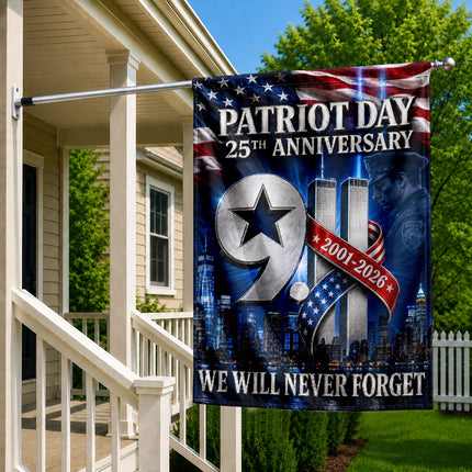 Patriot Day 25th Anniversary 2001 2026 Police Star Twin Towers Flag
