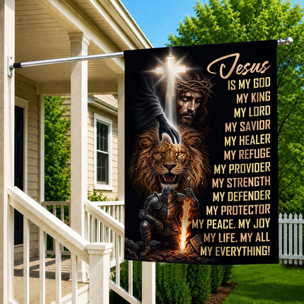 Jesus Is My God My King My Lord Warrior Lion Flag
