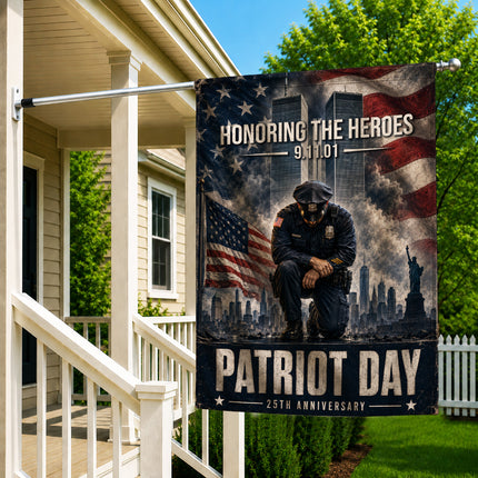 Patriot Day 25th Anniversary Kneeling Police Ground Zero Tribute Flag