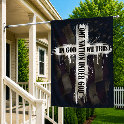 SP-01 In God We Trust One Nation Under God Christian Cross Garden Flag Memorial Day