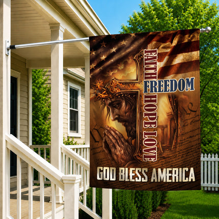 SP-01 Faith Freedom Hope Love God Bless America Jesus Garden Flag Memorial Day
