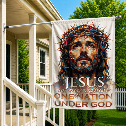 SP-01 One Nation Under God Jesus Is My Savior Christian Garden Flag Family Gatherings