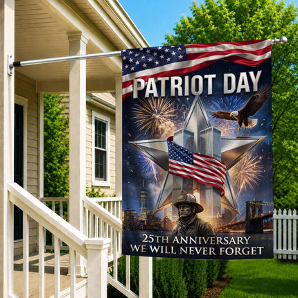 Firefighter Star Twin Towers Patriot Day 25th Anniversary Flag