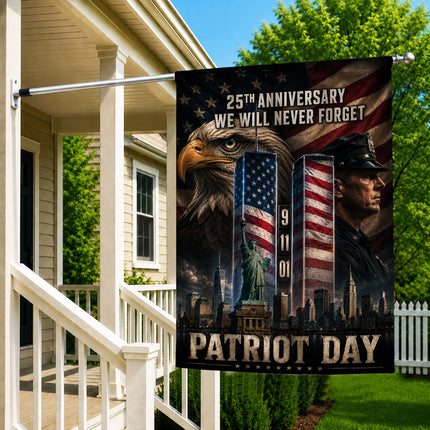 25th Anniversary Patriot Day Liberty Police Eagle Twin Towers Tribute Flag