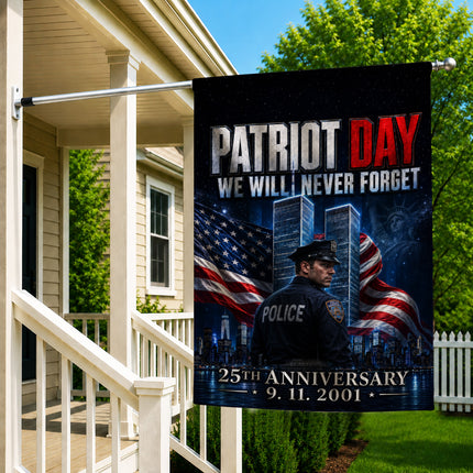 25th Anniversary Patriot Day Night Watch Police Twin Towers Memorial Flag