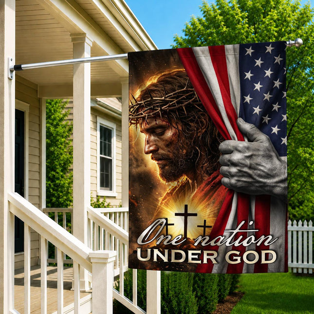 One Nation Under God Jesus American Flag Cross Flag