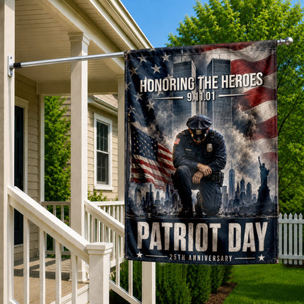 Patriot Day 25th Anniversary Kneeling Police Ground Zero Tribute Flag