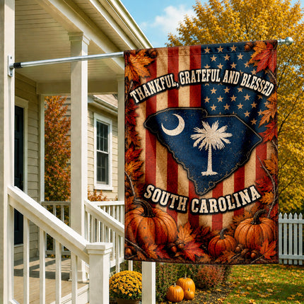 South Carolina Thankful Grateful Blessed Autumn Harvest Flag