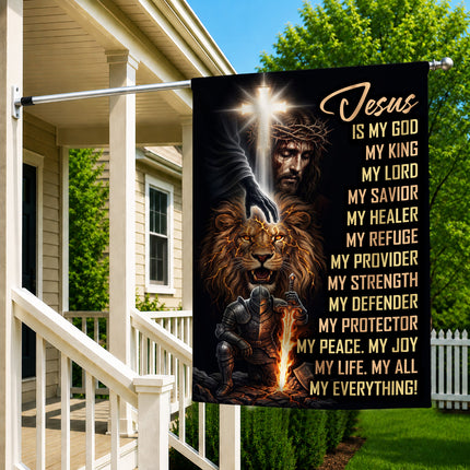 SP-01 Christian Warrior Flag Jesus Is My God Prayer & Spiritual Warfare Garden Flag