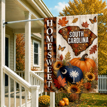 South Carolina Home Sweet Autumn Pumpkin Harvest Flag