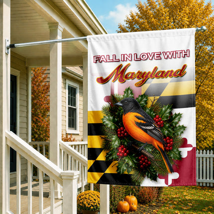 Maryland Fall Flag Fall in Love Oriole State Garden Decor