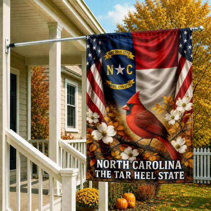 North Carolina Fall Cardinal Dogwood Tar Heel State Flag