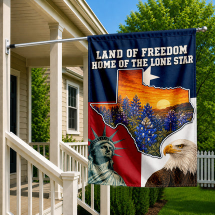 Texas Flag Land of Freedom Bluebonnet Eagle Liberty Flag