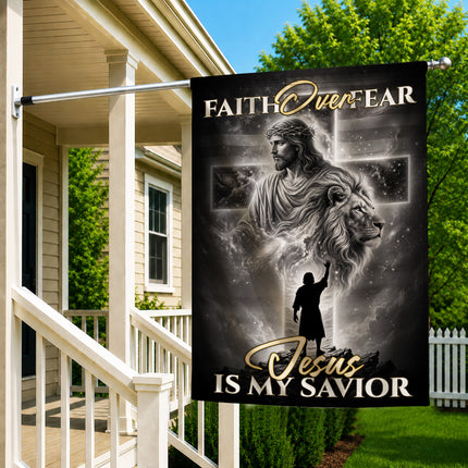 SP-01 Religious Yard Decor Flag Faith Over Fear Jesus Is My Savior Memorial Day