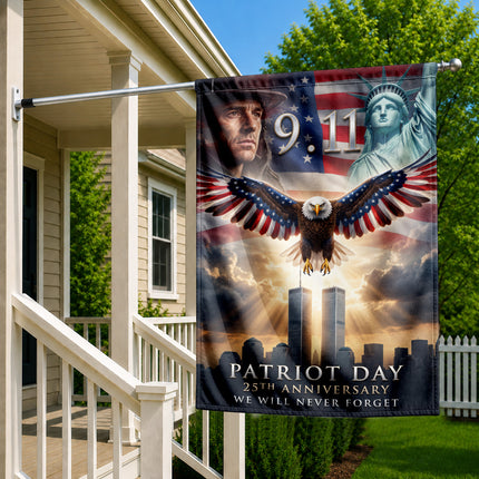 Patriot Day 25th Anniversary Liberty Eagle Firefighter 9 11 Memorial Flag