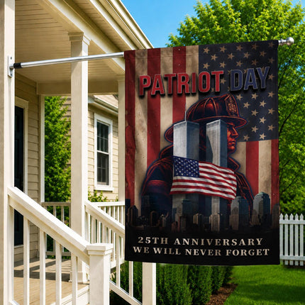 Patriot Day 25th Anniversary Firefighter Twin Towers Tribute Flag