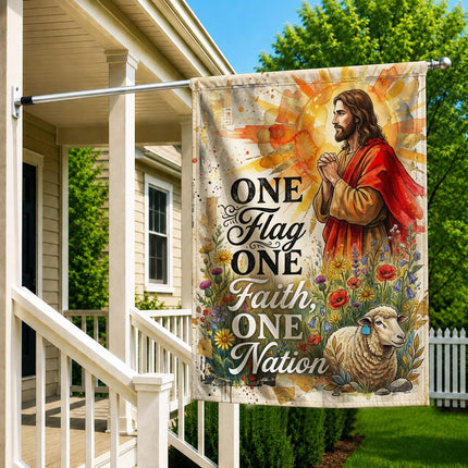One Flag One Faith One Nation God Inspired Jesus Lamb Flag