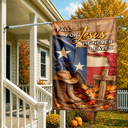 Texas Fall for Jesus Cowboy Cross Western Christian Flag