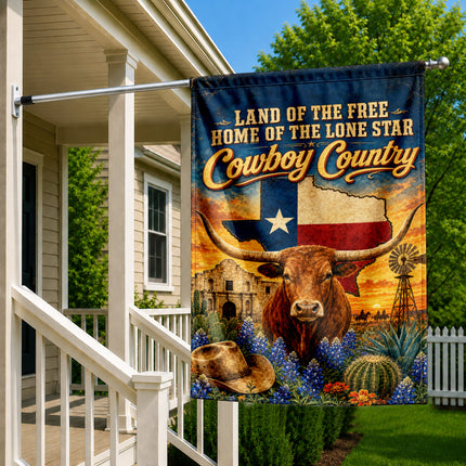 Texas Flag Cowboy Country Longhorn Lone Star Western Flag